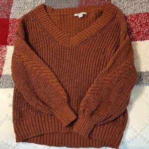 American Eagle Outfitters Rust V-Neck Sweater